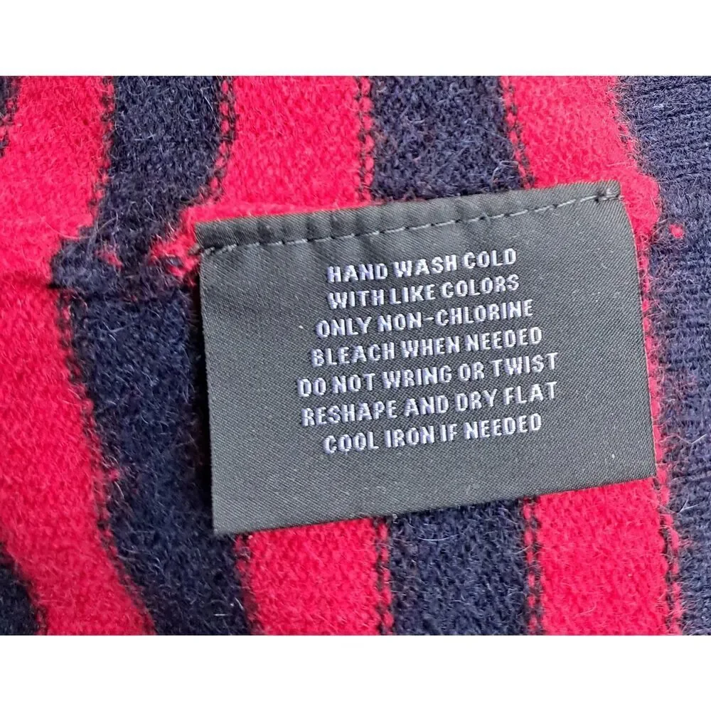 Bloomingdale's womens small sweater 2 PLY cashmere red blue stripe lightweight